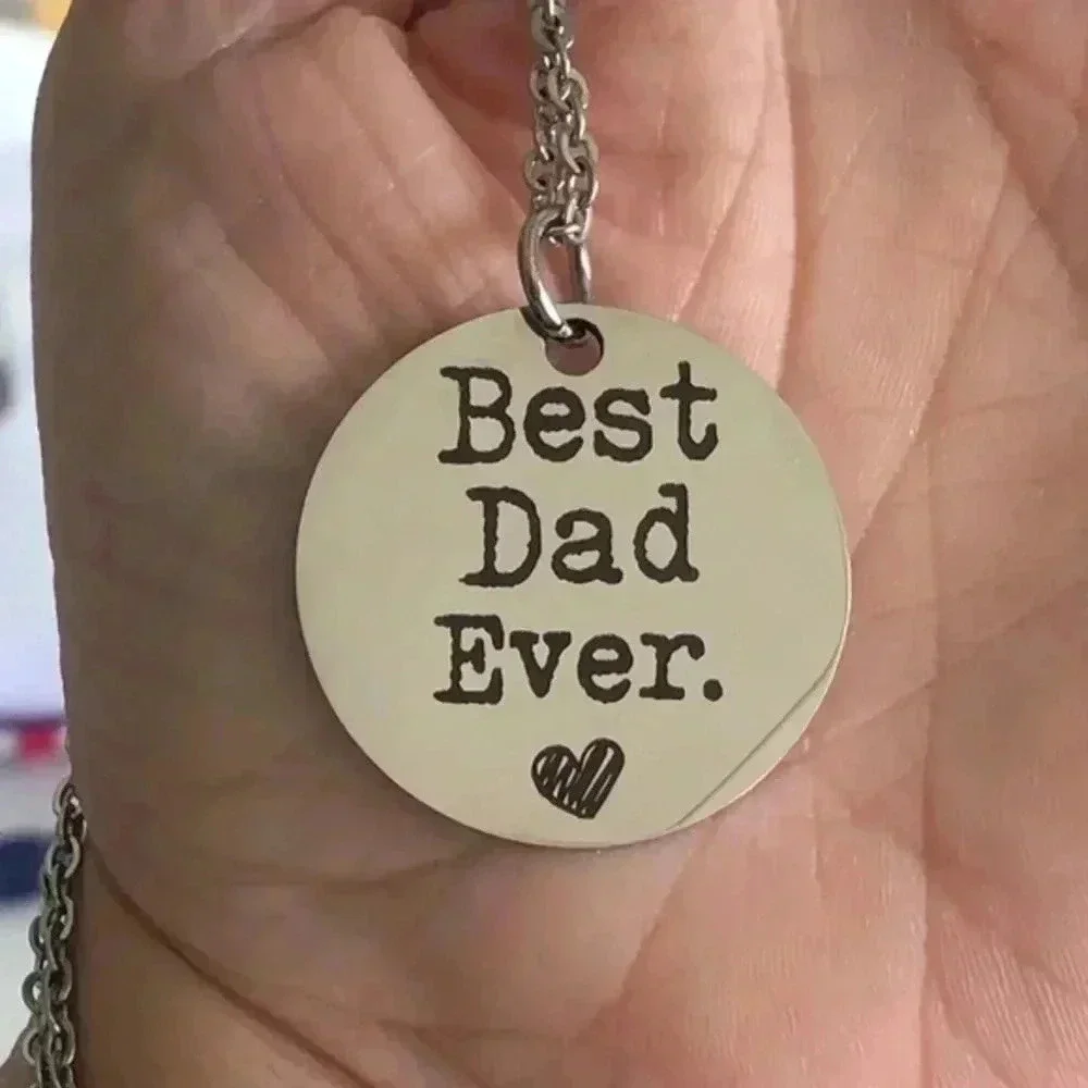 “Best Dad Ever” 24” Stainless Steel Necklace NWT